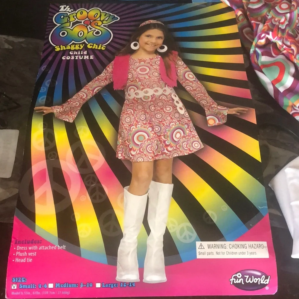 Groovy‎ 60's shaggy chic child costume hippie girls size small 4-6